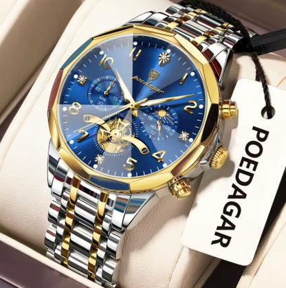 lumineux hommes horloge Quartz acier inoxydable