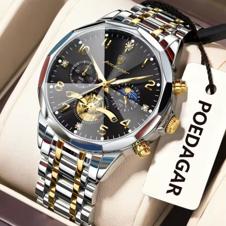 lumineux hommes horloge Quartz acier inoxydable