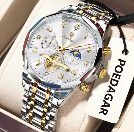 lumineux hommes horloge Quartz acier inoxydable