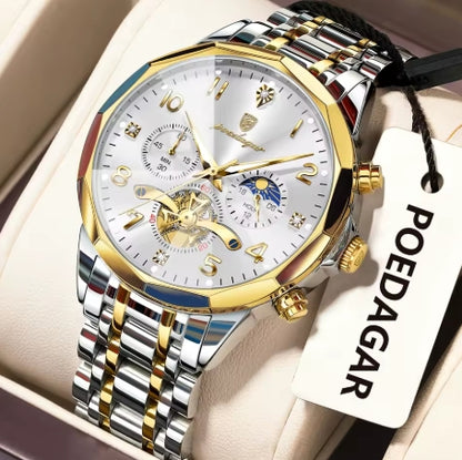 lumineux hommes horloge Quartz acier inoxydable