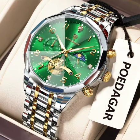 lumineux hommes horloge Quartz acier inoxydable